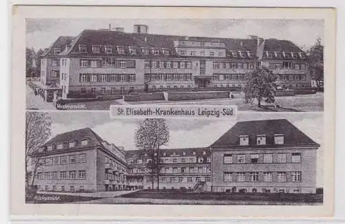 88060 AK St. Elisabeth Krankenhaus Leipzig-Süd - Vorder- und Rückansicht um 1910