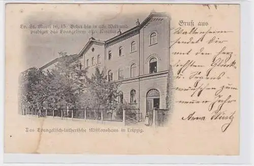 86507 AK Gruß aus dem evangelisch lutherischen Missionshaus in Leipzig 1899