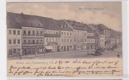 77619 Ak Gruß aus Frankenberg i.S. Marktplatz Westseite 1901