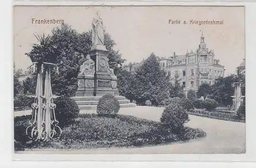 68064 Ak Frankenberg Partie am Kriegerdenkmal 1920