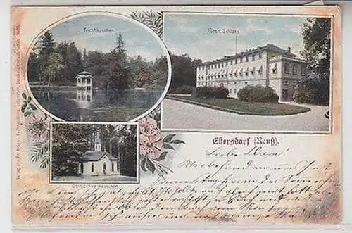 64591 Ak Lithografie Ebersdorf (Reuß) Teichhäuschen, Fürstl. Schloss usw. 1906