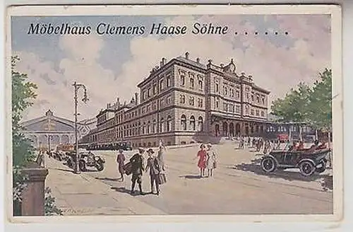 65176 Reklame Ak Chemnitz Hauptbahnhof vom Möbelhaus Clemens Haase Söhne um 1930