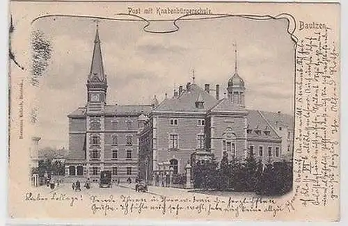 62221 Ak Bautzen Post mit Knabenbürgerschule 1903