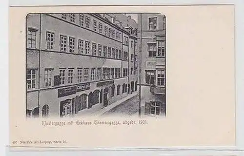 62309 Ak Leipzig Klostergasse mit Eckhaus Thomasgasse abgebrochen im Jahre 1901