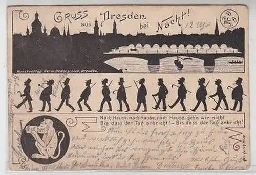 59083 Humor Ak Gruß aus Dresden bei Nacht 1902