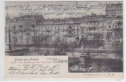 53965 Ak Gruß aus Plauen im Vogtland Albertplatz 1902