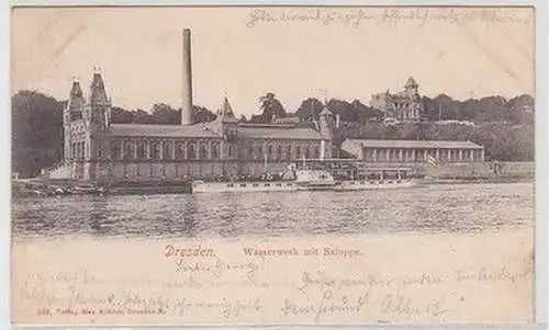 58509 Ak Dresden Wasserwerk mit Saloppe 1901