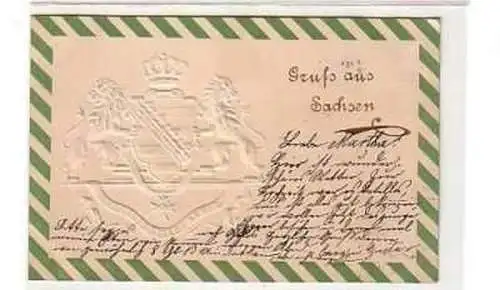 40006 Wappen Präge Ak Gruss aus Sachsen 1900