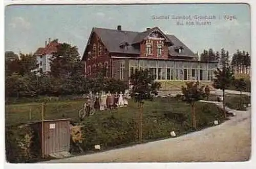 39502 Ak Grünbach im Vogtland Gasthof Bahnhof um 1910