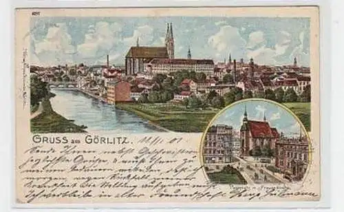 35928 Ak Lithographie Gruß aus Görlitz Postplatz 1901