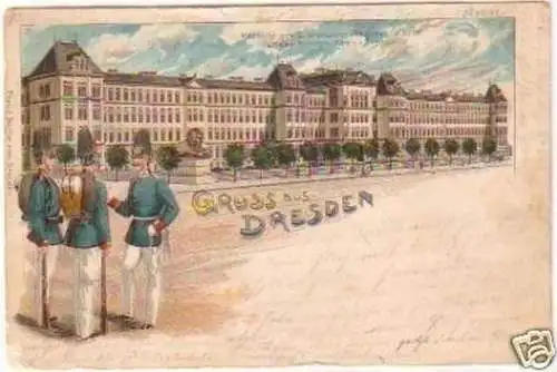 27000 Ak Lithographie Gruß aus Dresden Kaserne 1900