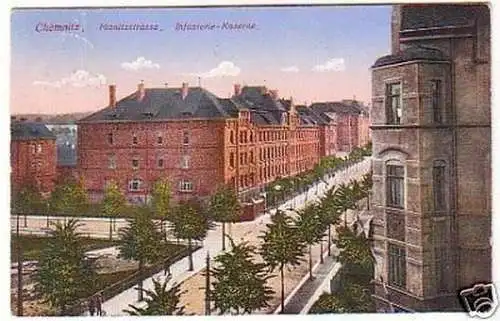 23737 Ak Chemnitz Planitzstraße Infanterie-Kaserne 1917