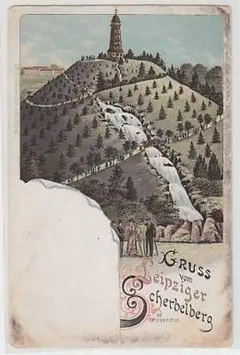 24/58 Ak Litho Gruss vom Leipziger Scherbelberg um 1900