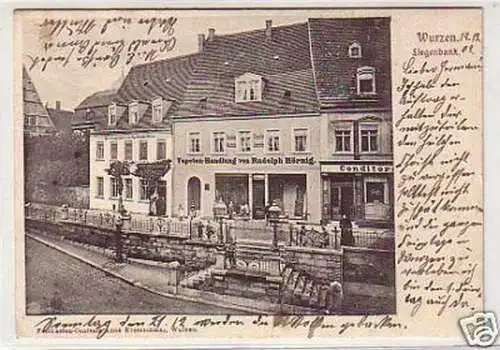 21717 Ak Wurzen Liegenbank mit Geschäften 1912