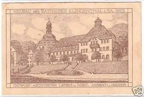 22073 Ak Neubau des Rathauses Klingenthal in Sa. 1913