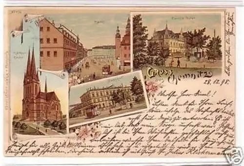 20544 Ak Lithographie Gruß aus Leipzig Hotel 1898