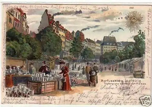 21494 Ak Lithographie Leipzig Töpferplatz Messe 1899