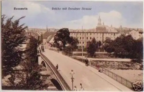 17764 Ak Rosswein Brücke mit Dresdner Strasse um 1910