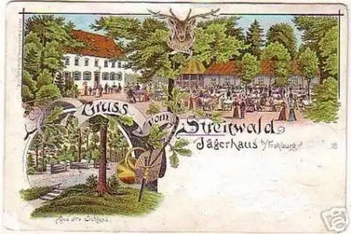 17055 Ak Lithographie Gruß vom Streitwald Jägerhaus1898