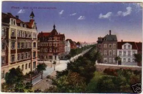 14763 AK Riesa Blick in die Bismarckstraße 1918