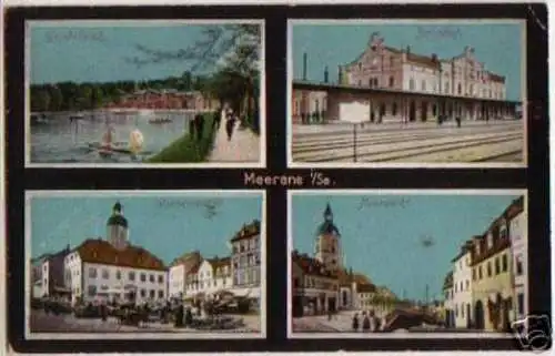 13797 Mehrbild Ak Meerane Bahnhof usw. um 1920