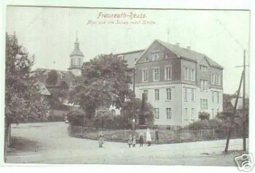 14302 Ak Fraureuth Reuss neue und alte Schule um 1910