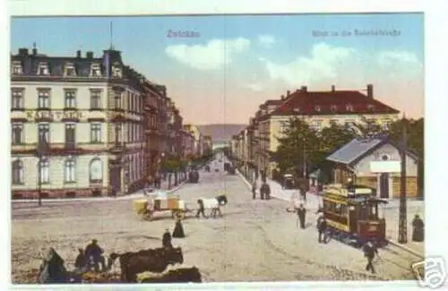 14297 Ak Zwickau Blick in die Bahnhofstraße um 1910