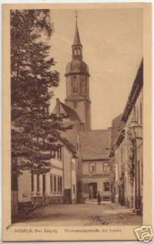 14997 AK Mügeln Promenadenstraße mit Kirche 1927