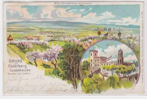 14364 Ak Lithographie Gruss vom Osterberg Cossebaude - Blick nach Dresden 1904