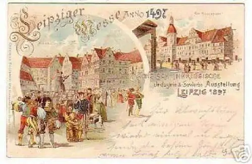 11060 Ak Lithographie Gewerbeausstellung Leipzig 1897