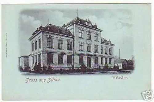 08711 Mondscheinkarte Gruß aus Zittau Webschule 1900