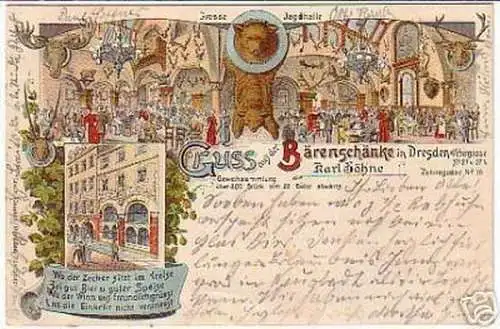 10198 Ak Lithographie Gruss aus Dresden Gasthof 1905