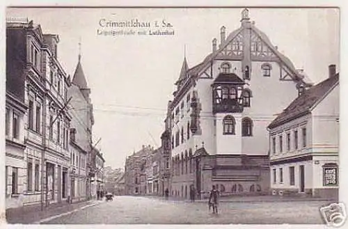 06160 Ak Crimmitschau Leipzigerstrasse m. Lutherhof 1935