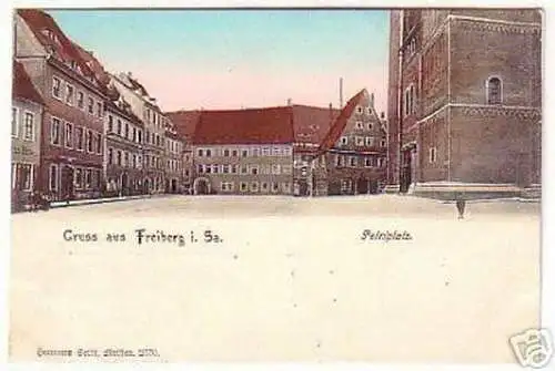 06757 Ak Gruß aus Freiberg in Sachsen Petriplatz um1910