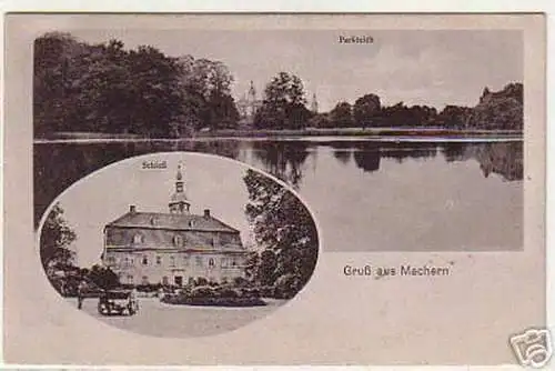 06941 Ak Gruß aus Machern Schloß und Parkteich um 1940