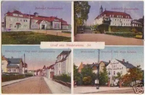 02240 Mehrbild Ak Gruß aus Niederwiesa Bahnhof usw.1919