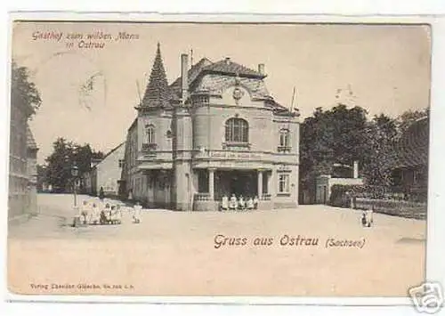 schöne Ak Gruss aus Ostrau in Sa. Gasthof 1902