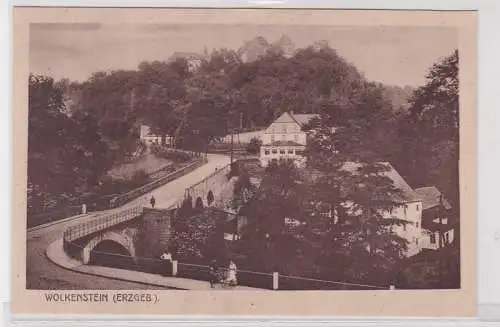 91467 AK Wolkenstein (Erzgebirge) - Straßenansicht mit Schloss 1924