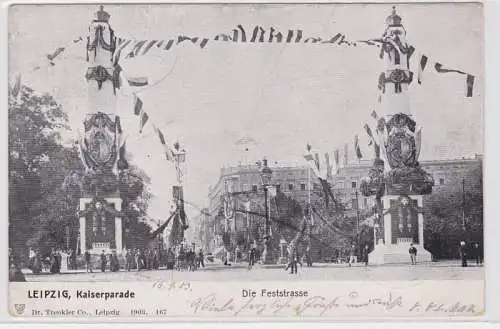 88299 AK Leipzig, Kaiserparade - Die Feststrasse geschmückt 1903