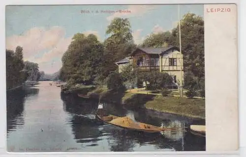 88052 AK Leipzig - Blick von der heiligen Brücke um 1900