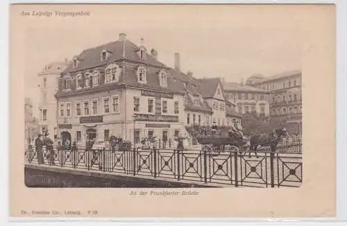 88127 AK Aus Leipzigs Vergangenheit - An der Frankfurter Brücke Kutsche um 1905