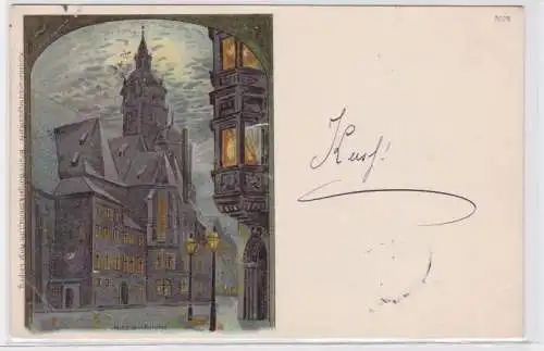 86097 Künstler Ak Leipzig Nicolaikirche bei Nacht 1898