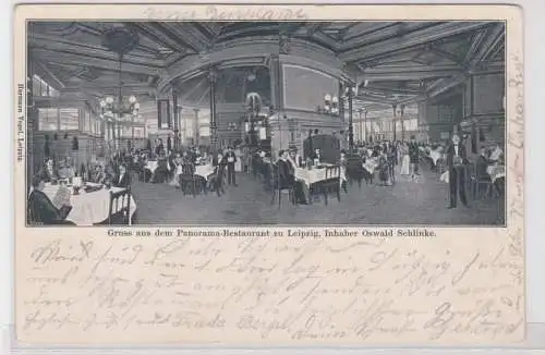 86888 AK Gruss aus dem Panorama-Restaurant zu Leipzig, Inh. O. Schlinke 1901