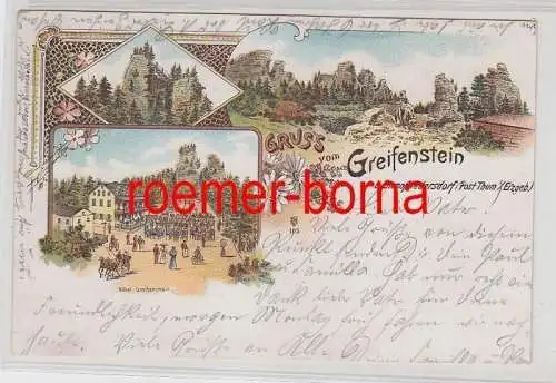 79908 Ak Lithographie Gruss vom Greifenstein bei Ehrenfriedersdorf 1899