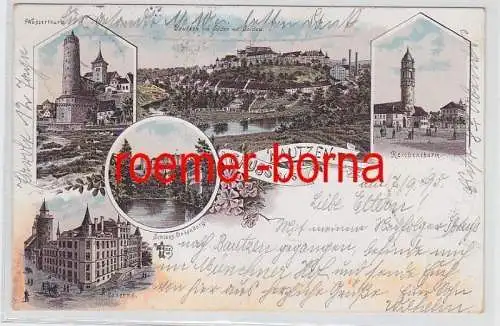 80012 Ak Lithographie Gruss aus Bautzen Schloß Ortenburg, Kaserne usw. 1895