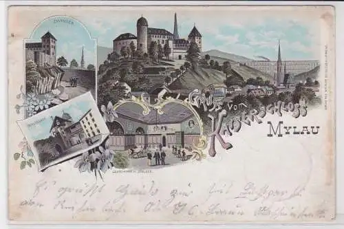 75470 Ak Lithographie Gruß vom Kaiserschloß Mylau 1897