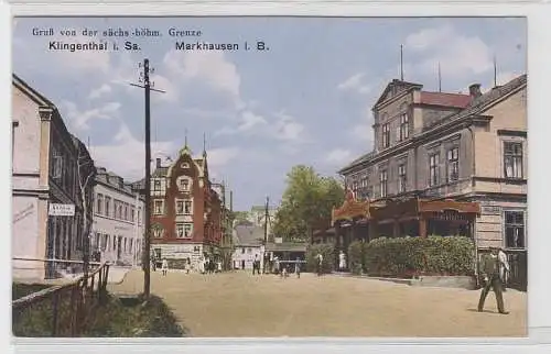 69399 Ak Gruß von der sächs.-böhm. Grenze Klingenthal 1918