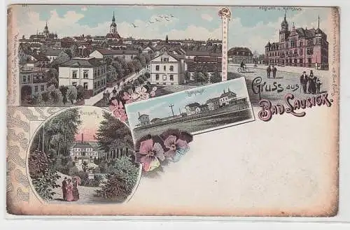 69460 Ak Lithographie Gruß aus Bad Lausick um 1900