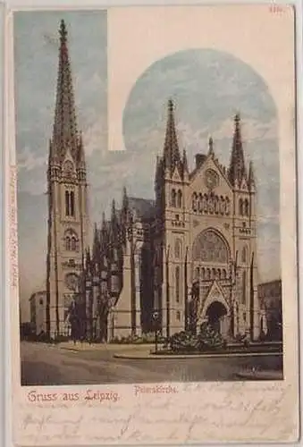 7/18 Ak Gruß aus Leipzig Peterskirche 1900