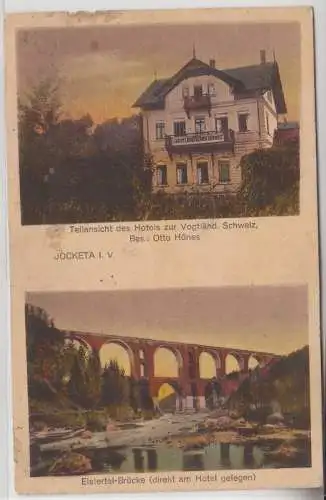 67097 Mehrbild Ak Jocketa im Vogtland Hotel und Elstertalbrücke um 1920